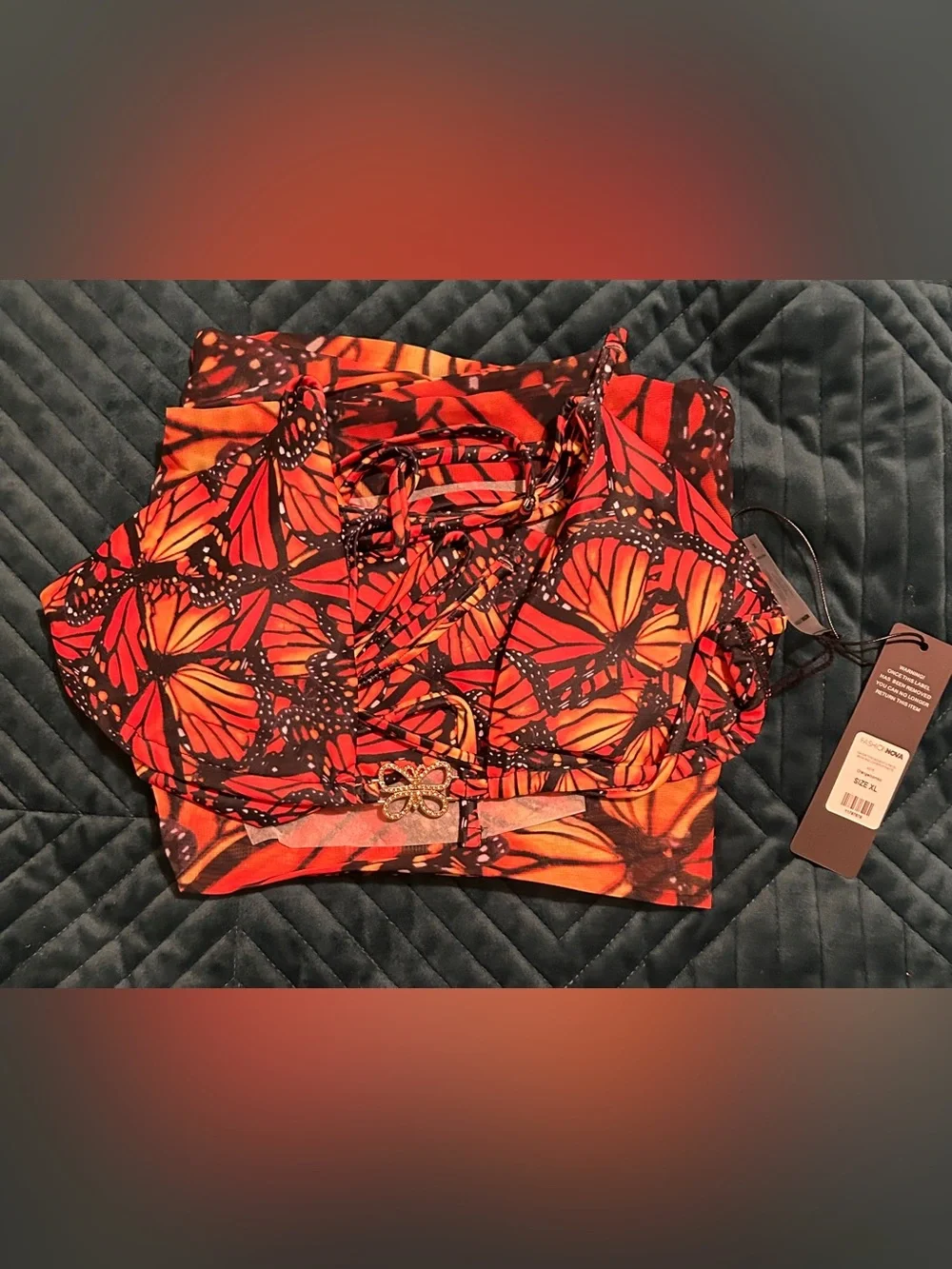 Fashion Nova 2PC Butterfly Print Bikini with Cover-Up Set🦋